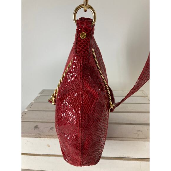 MICHAEL KORS, MEDIUM RED ANIMAL PRINT LEATHER CROSSBODY BAG - Picture 2 of 14